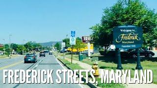 Driving through Frederick streets, Maryland, USA