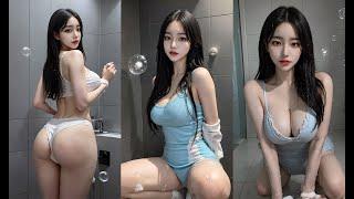 [4k AI 룩북] 욕실에서 비누거품 내면서 2/Making soap bubble in bathroom LOOKBOOK 2