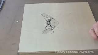 Charcoal on Wood Panel: Bee