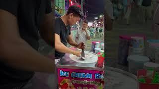 Ice cream making process in Thailand  #icecream #ice #icecreammaking #icecreamshorts #shorts