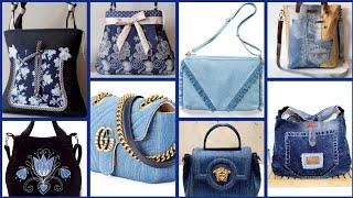 most beautiful and stunning denim old jeans recycled shoulder handbags