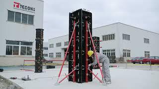 TECON Adjustable Plastic Column  Formwork assembly and pouring test