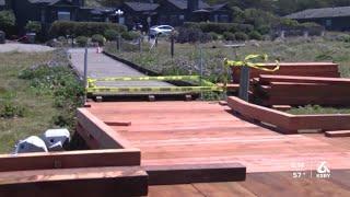 Moonstone Beach Boardwalk in Cambria undergoing repairs