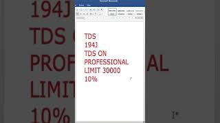 TDS 194-J|| TDS on Professional Fees || #shorts #ytshorts # #tds #youtubeshorts #youtuber #trending