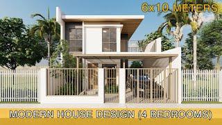 Modern House Design Idea (6x10 meters on 100sqm lot) with 4 bedrooms