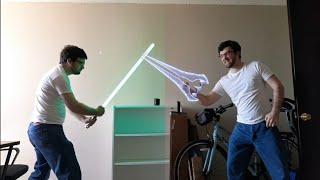 Lightsaber vs Energy Sword (Star Wars vs Halo) - (ft SabersPro neopixel Luke)