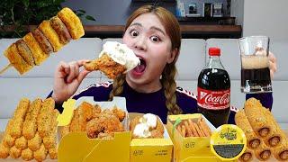 뿌링클 전메뉴 먹방! Bburinkle Chicken MUKBANG 뿌링클치킨 뿌링핫도그 치즈볼 뿌링감자 소떡소떡 EATING SHOW | HIU 하이유