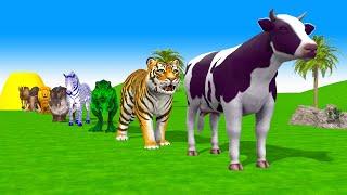 Paint Animals T rex, Tiger Hippo Zebra Buffalo Camel Elephant  Fountain Crossing Animals