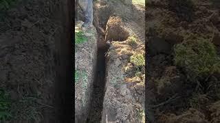 Копка траншеи мини экскаватором для водопровода частного дома из скважины
