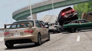 Highway Pileup Crashes 6 | BeamNG.drive