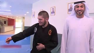 Khabib Nurmagomedov in Dubai, visiting sites.