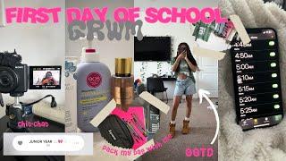 GRWM: FIRST DAY OF SCHOOL *JUNIOR YEAR* | chit-chat, ootd, pack my bag w/ me, skincare