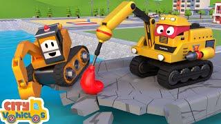 Super Tow truck delivery small cars— Excavator, mixer truck and tractor for Kids.