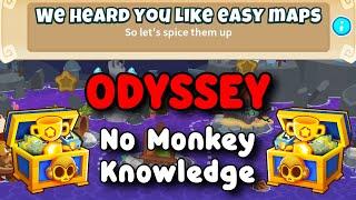 BTD6 Odyssey | No Monkey Knowledge Guide | Hard Mode Tutorial | We heard you like easy maps