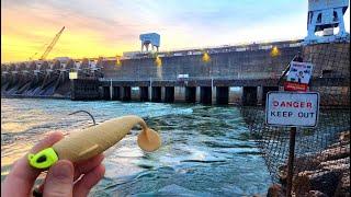 Fishing a Dangerous Spillway for Striped Bass | NEW PB!!