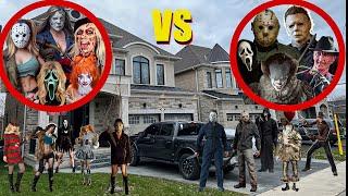 GIRL MONSTERS VS BOY MONSTERS AT OUR HOUSE! (Jason Voorhees Michael Myers Scream Pennywise Jigsaw)