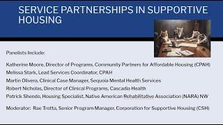 Service Partnerships in Supportive Housing Opportunities and Challenges, and Sometimes Messy 1