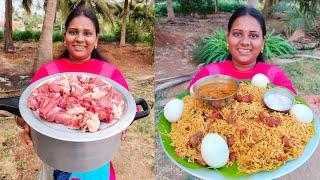 1/2 KG MUTTON BIRYANI IN PRESSURE COOKER | Mutton Biryani Recipe | Banana Leaf Cooking