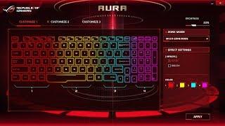 Asus Strix Rog: How To Change Keyboard Colour (RGB Settings - ROG Aura Core)