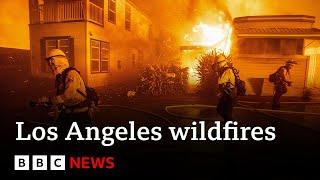 Five fires still burn across LA as fierce winds threaten more destruction | BBC News