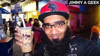 Jimmy a Geek in Hong Kong Doing Herbal Jelly Milk Tea Taste Test