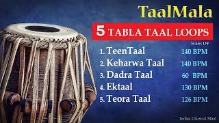 Teen Taal | Keharwa Taal | Dadra Taal | EkTaal | Teora Taal - 5 Tabla Taal Loops | Taalmala