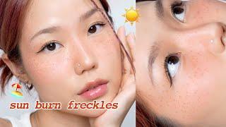 A collection of all the popular makeup these days! SUN BURN & FRECKLES makeup tutorial ️