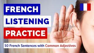 NEW French Listening Practice | 50 French Sentences with Common Adjectives 