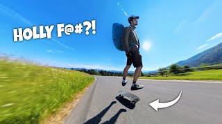 Paragliding TAKE OFF with THE SMALLEST Electric Skateboard! Crazy Ride and Fly