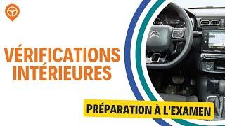 Examen de permis de conduire Questions Vérifications intérieures- 2024