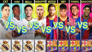 Comparison: Neymar vs Yamal vs Ronaldinho vs Messi vs C.Ronaldo vs Vinicius vs Bellingham vs Mbappé