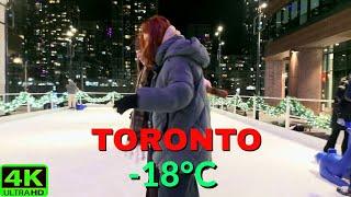 【4K】SUB ZERO TORONTO SATURDAY NIGHT WALK | THE WELL TORONTO | QUEEN STREET, EATON CENTRE