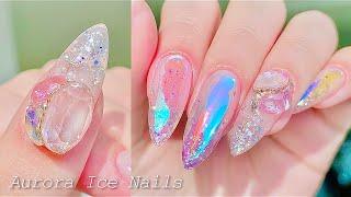 sub) Various Aurora Ice Nails | Aurora Nails | Glass Nails | selfnails | nailart