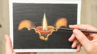 Acrylic painting Burning Candle in the Palms - Homemade Illustration