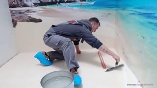 3D Epoxy Floor and walls Bathroom - how to make an 3D Floor, Step by Step Guide - Bathroom Design