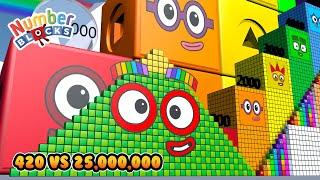 Numberblocks Step Squad 420 vs 25 MILLION - Count to 25,000,000 song | Learn to Count BIG Numbers!