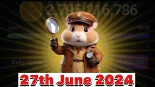 Hamster Kombat Daily Cipher Morse Code || 27/06/2024 || Claim 1,000,000 Coins Task Reward ⏩