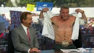 'Nothing but class, this guy' - Nick Saban reacts to Pat McAfee unbuttoning his shirt 