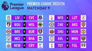 Matchday 9: Match Schedule | Premier League 2023/24.