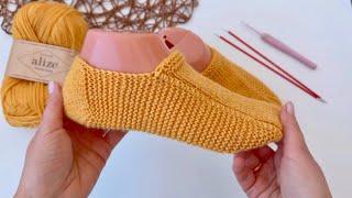 Very EASIEST slippers on two knitting needles WITHOUT SEAMS Masterclass for beginners knitting socks