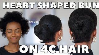 HOW TO : HEART SHAPED LOWBUN ON 4C NATURAL HAIR | SIMPLE BLACK WOMEN HAIRSTYLE