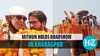 Watch: Actor & BJP leader Mithun Chakraborty holds roadshow in Kharagpur