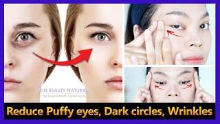 Reduce puffy eyes, dark circles, wrinkles, crow's feet for Beginners | Exercise and facial massage