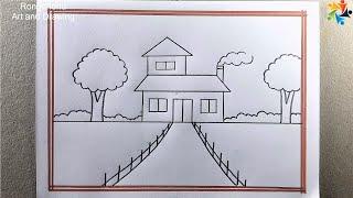 House of Scenery for beginners || Pencil Drawing