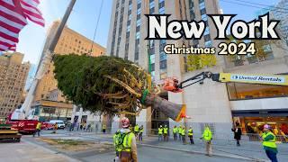 NYC Rockefeller Center Christmas Tree 2024 Installation  4K NYC Christmas Walk 2024