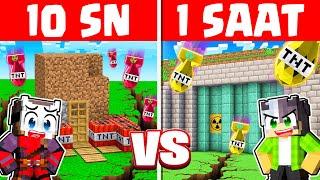 10 Saniyede Yapılan NÜKLEER BOMBA Sığınağı vs 1 Saatte Yapılan ️ | Minecraft