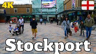 England STOCKPORT Town Centre Walk Tour 4K