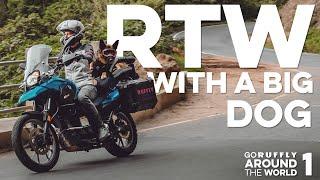 S01-E01  Jess's RTW with a 75lb German shepherd on the back – the next GREAT MOTO ADVENTURE