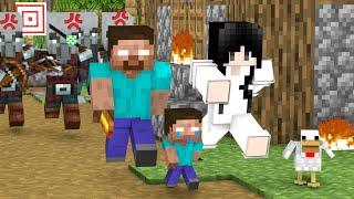 Herobrine helps the villagers fight Pillager