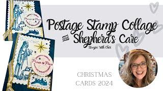 Postage Stamp Collage Card With Stampin Up's Shepherd's Care